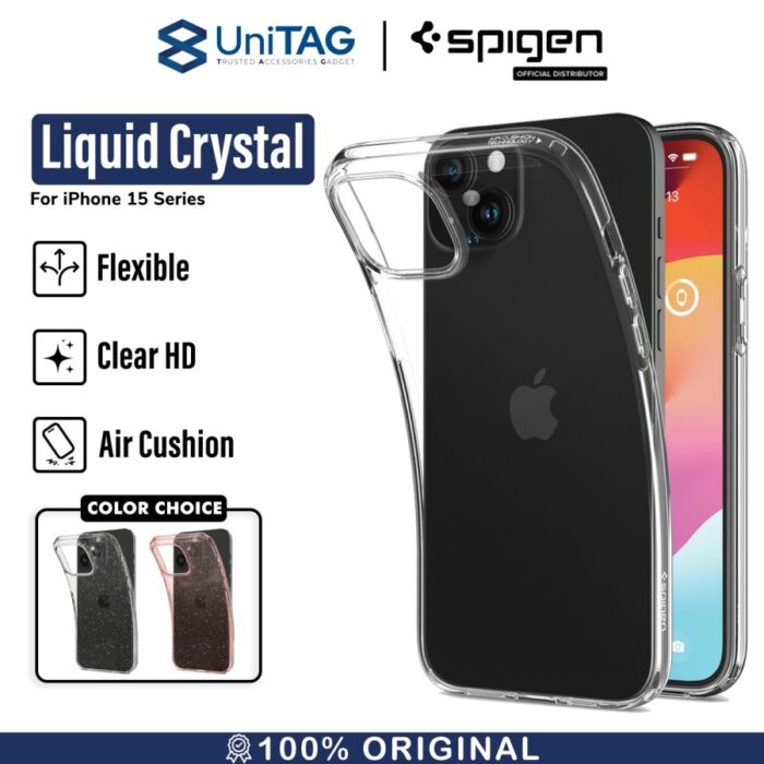 Case iPhone 15 Pro Max Plus Spigen Liquid Crystal Clear Soft Casing - Crystal Clear, 15 Pro Max