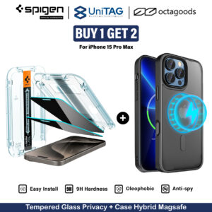 Tempered Glass iPhone 15 Pro Max Plus Spigen Glas tR EZ Fit Full Cover