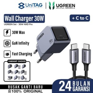 Wall Charger Kepala Adaptor UGREEN Nexode Pro 30W/45W/65W/100W iPhone Samsung Macbook Fast Charging