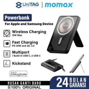 MagSafe Powerbank iPhone Magnetic 3in1 Momax 1-Power X Pro+ 10000 mah Wireless Fast Charging