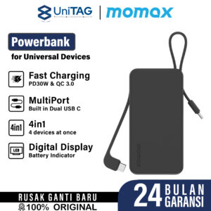 Powerbank iPhone Samsung Momax Dual Built-in cable USB C Lightning MFI Vital + 10000 20000 Mah Fast Charging